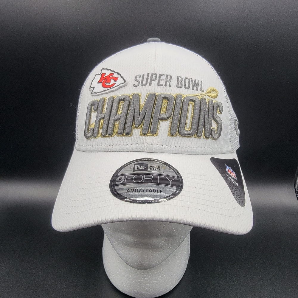 Kansas City Chiefs Super Bowl LIV Champions Snapback Hat White Grey Red NFL New